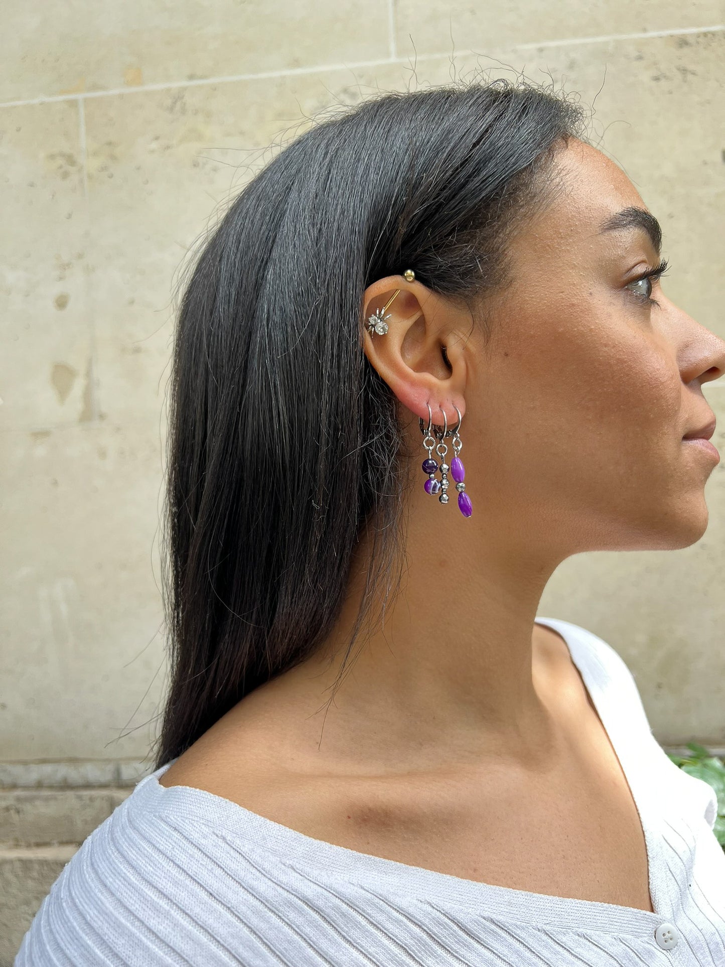 Set 3 Boucles d'Oreilles violettes - Freetown