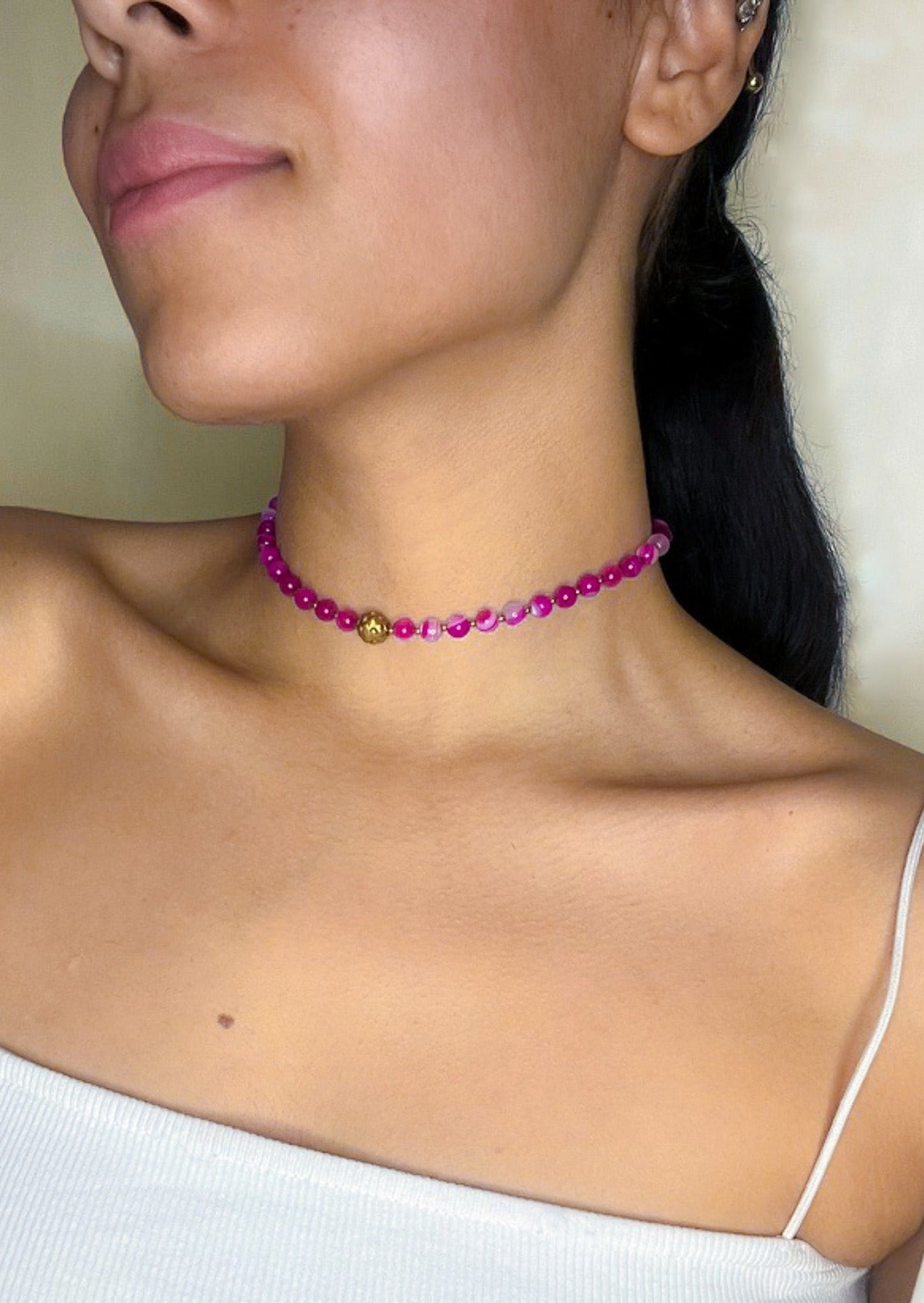 Choker Bantu - Agate rose